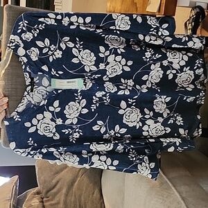 Blue and white flower blouse